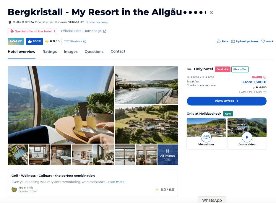 inserzione ottimizzata per HolidayCheck