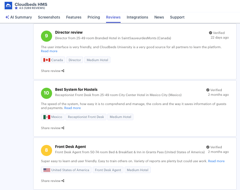 Recensioni e testimonianze di app per la gestione alberghiera