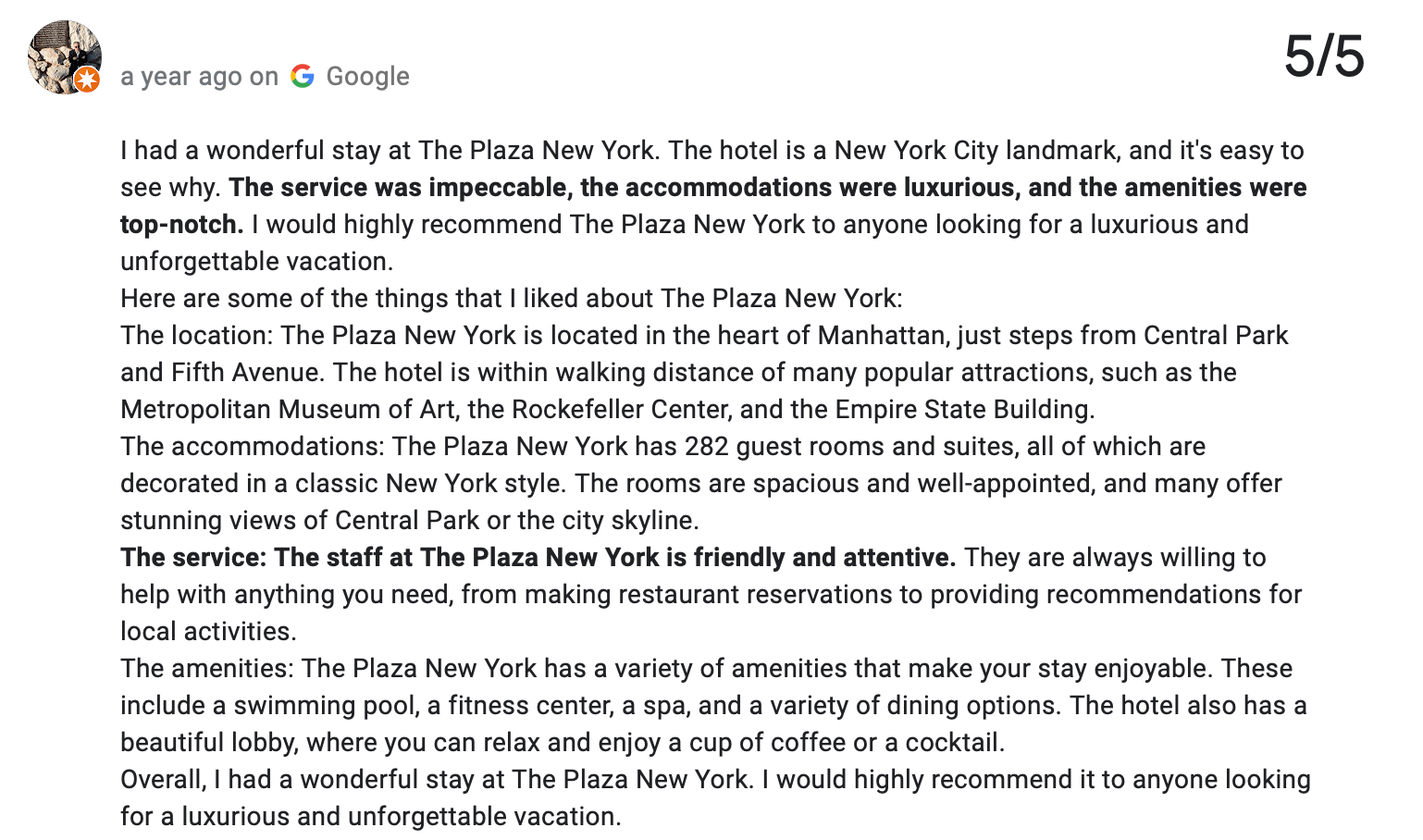 servizi comfort recensioni google