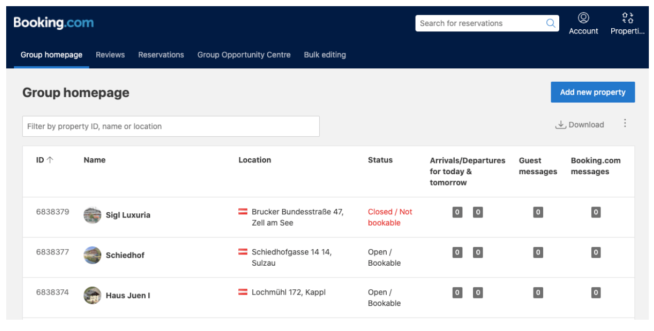 Panel de control de extranet de reservas para pequeños hoteles