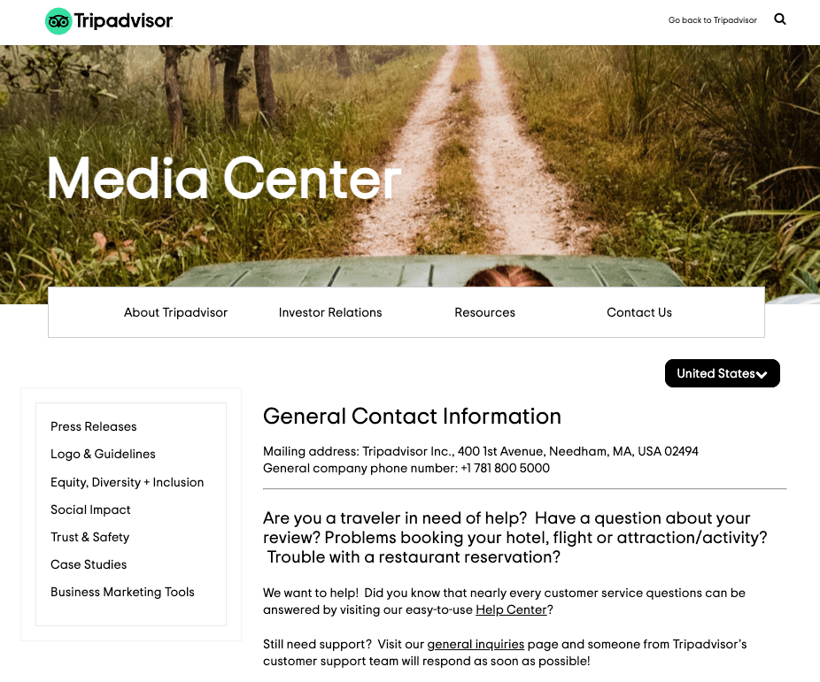 dettagli di contatto tripadvisor