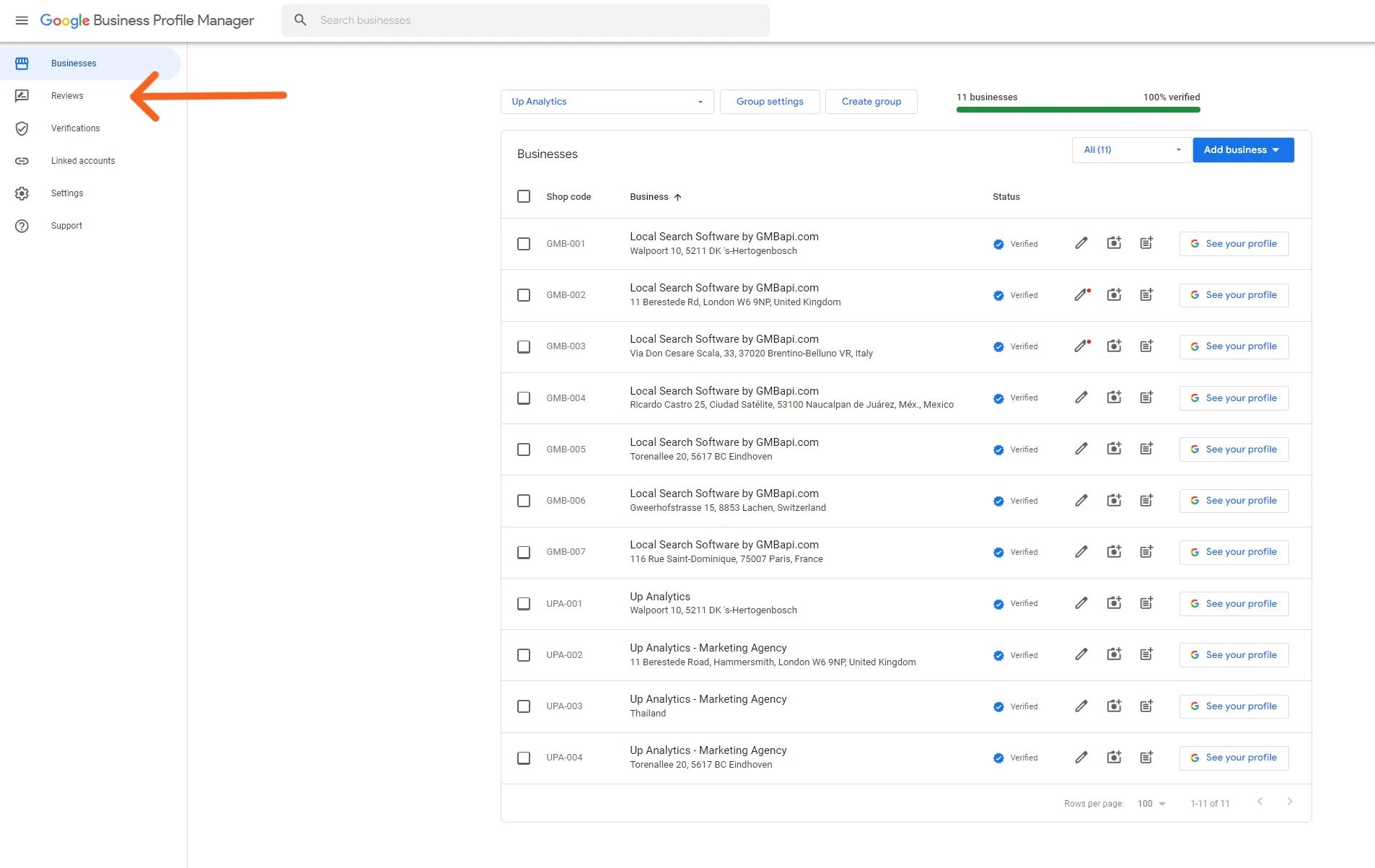pannello di controllo aziendale di Google