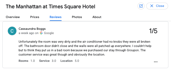recensione negativa google