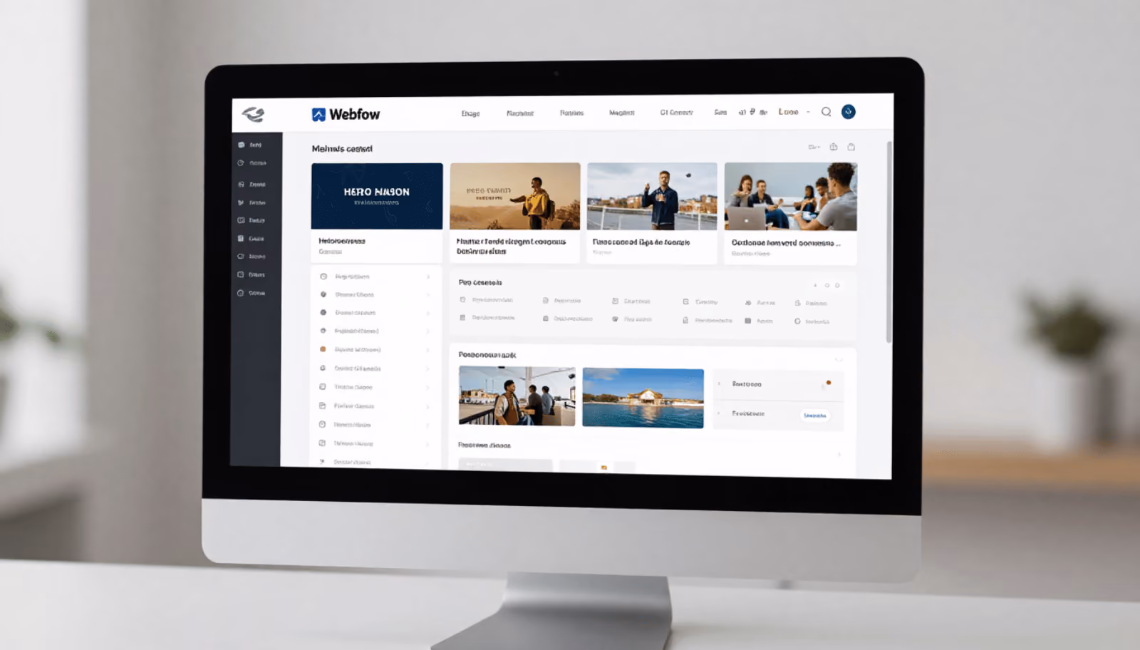Web design Lincolnshire with a CMS: desktop monitor showing a website content management dashboard