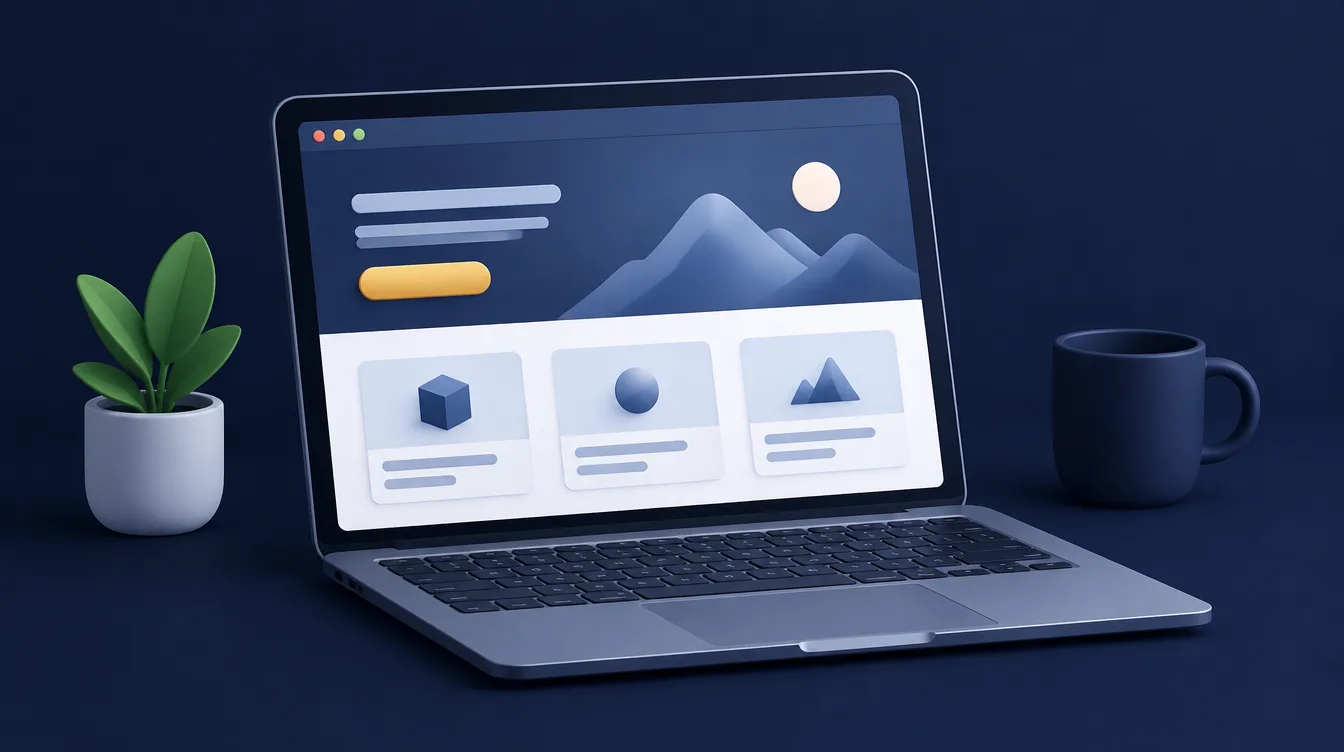 Laptop showing a simple starter website layout for a small Hull business