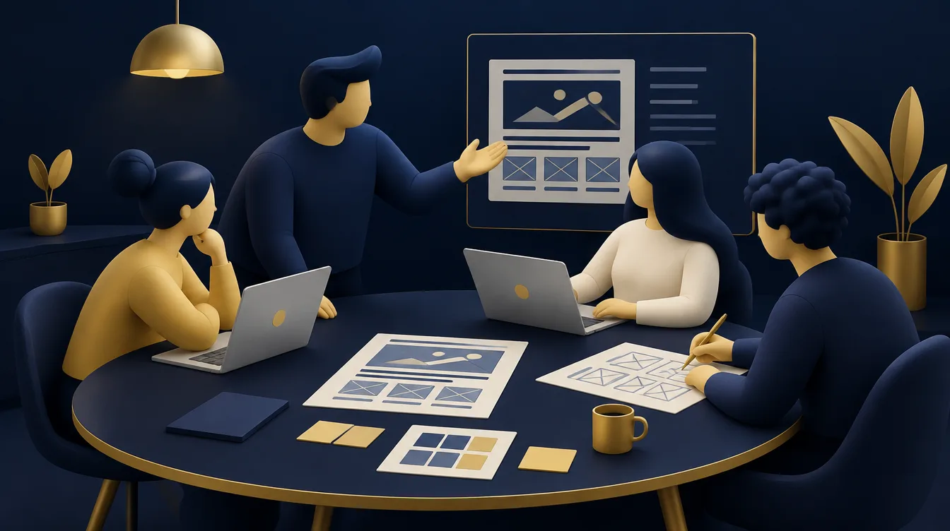 Web design Hull: design team planning a website for a Hull business around a table