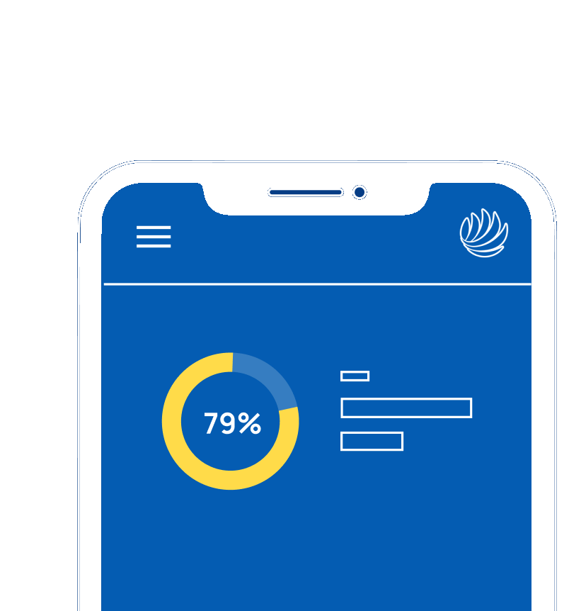 MTX Connect app dashboard showing 79% usage
