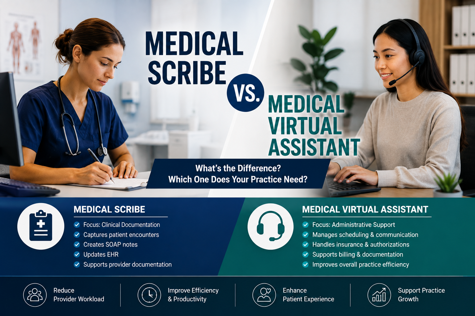 Medical Scribe vs. Medical Virtual Assistant: What’s the Difference?