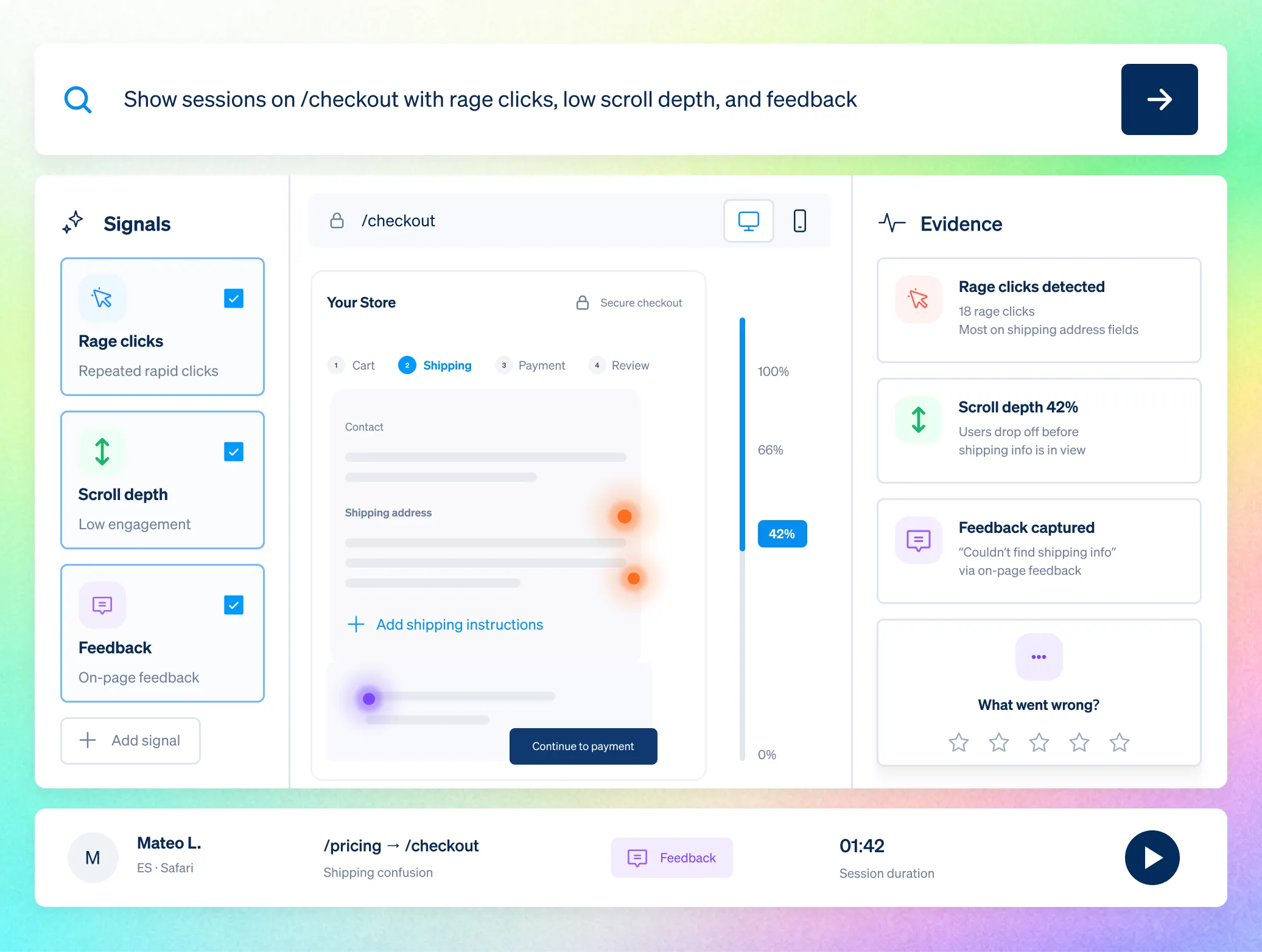 Signal Query + Session Evidence dashboard illustration