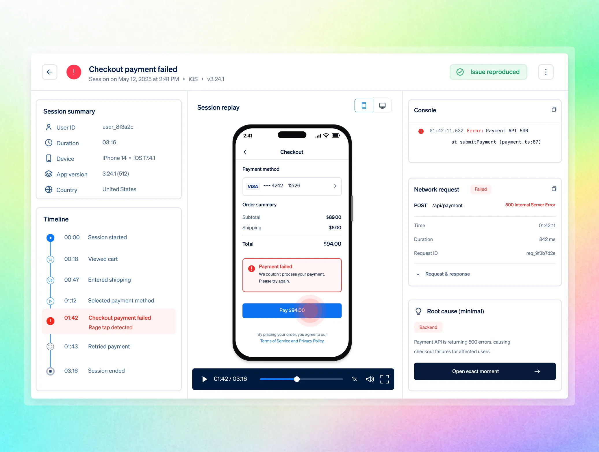 Reproduced payment failure dashboard illustration