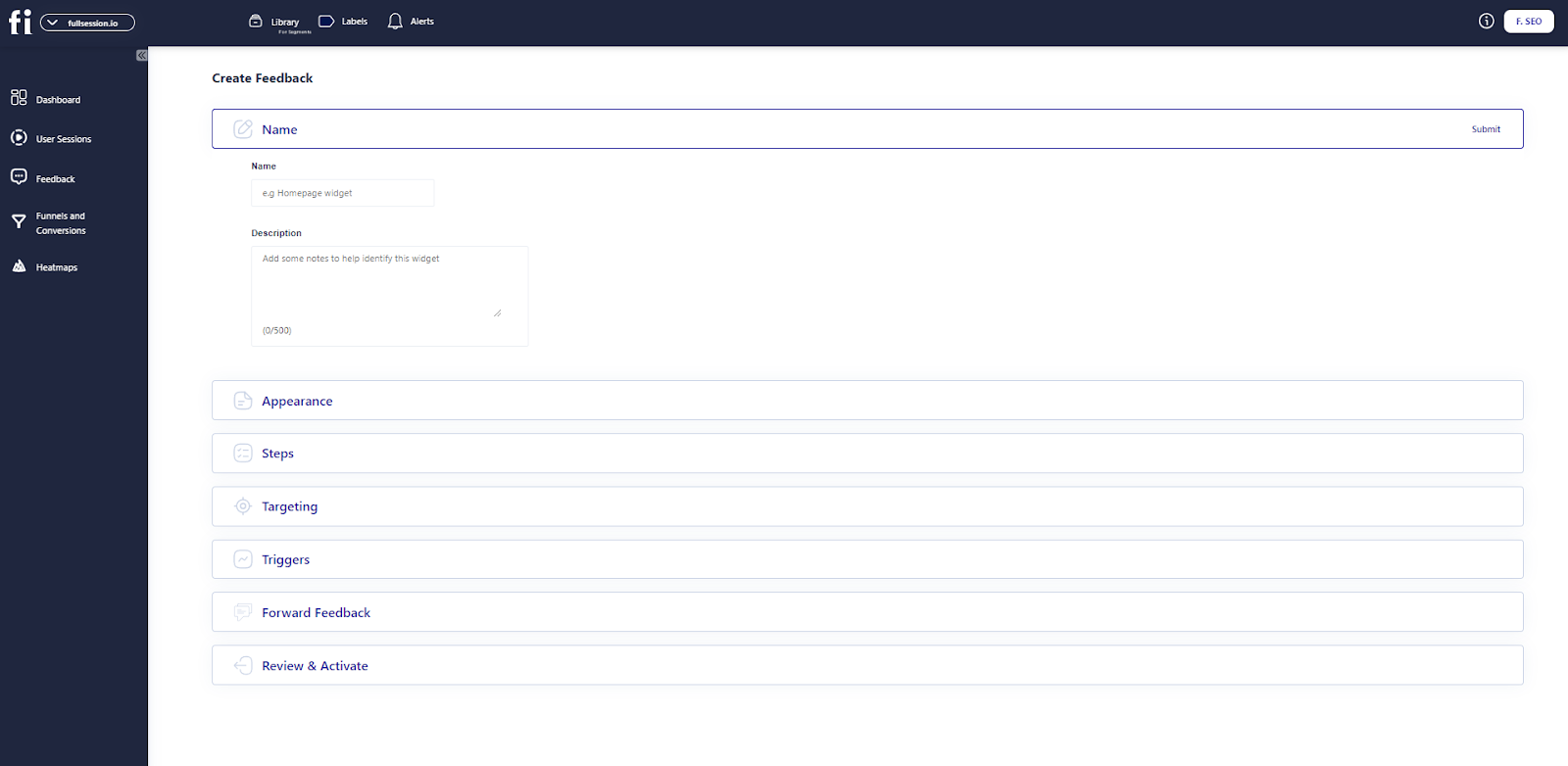FullSession customer feedback tool