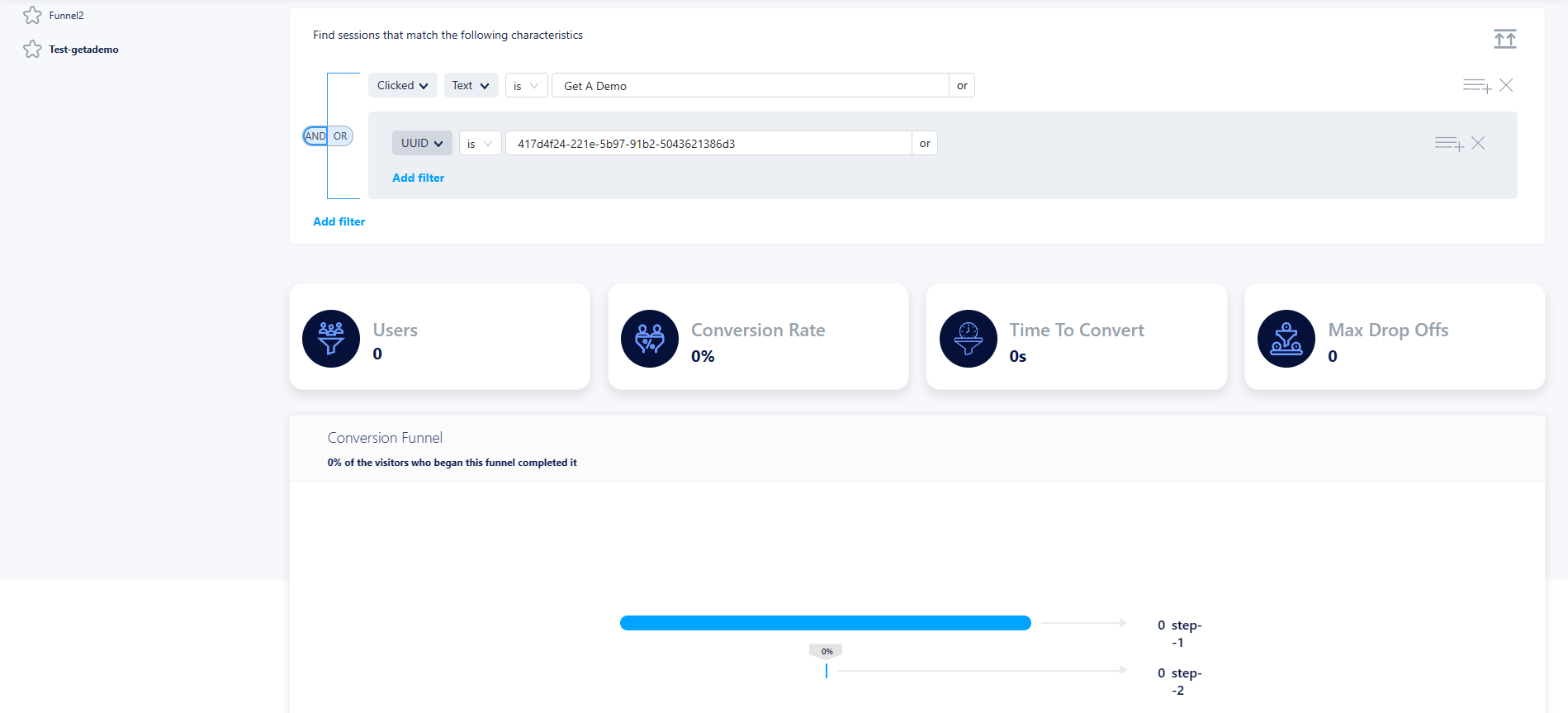 fullsession funnel tracking page