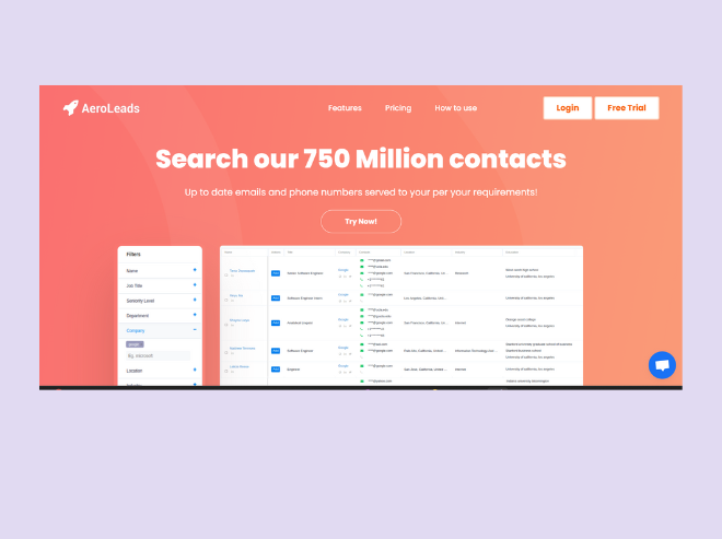 AeroLeads: Find emails on LinkedIn at scale.
