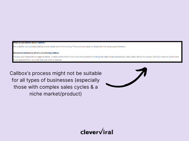 Another key reason for companies seeking Callbox alternatives: Their process isn't optimized for more complex products & niche markets.