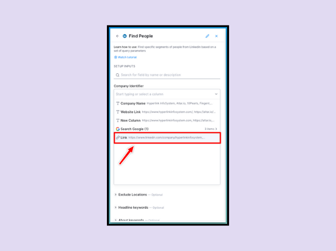 Find People on LinkedIn enrichment