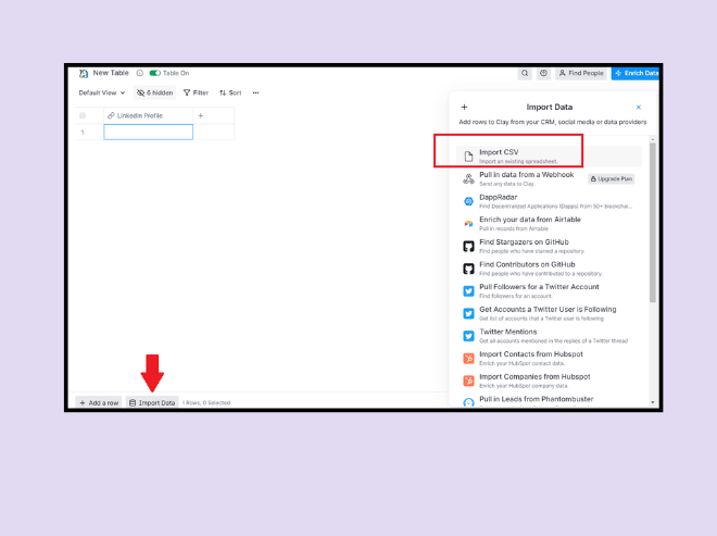 How to find company Instagram profiles? - Start by importing your list as a CSV.