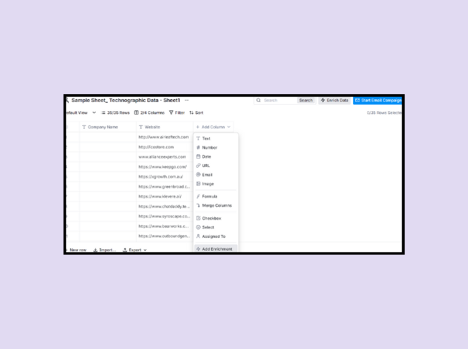 Technographic Data for Outreach: Add enrichment