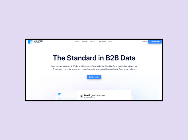 Clearbit's data intelligence solutions.