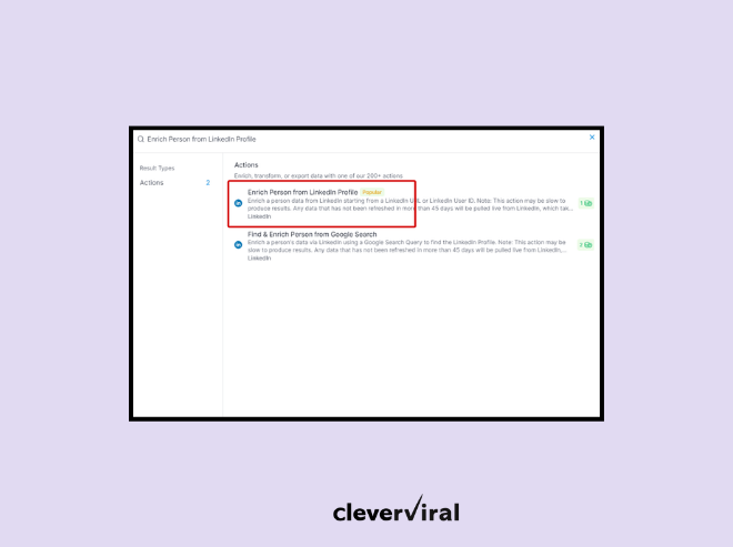 Enrich person from LinkedIn profile while scraping G2 data.