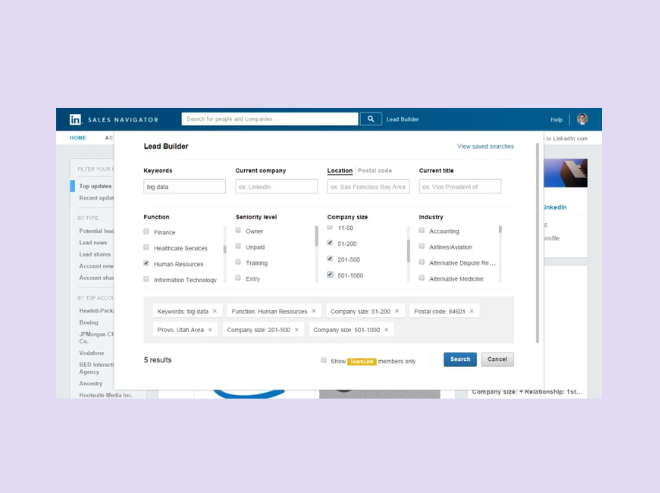 LinkedIn Sales Navigator - One of the best B2B sales prospecting tools for list building