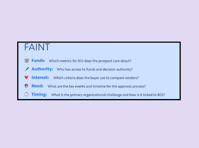 FAINT lead qualification framework 