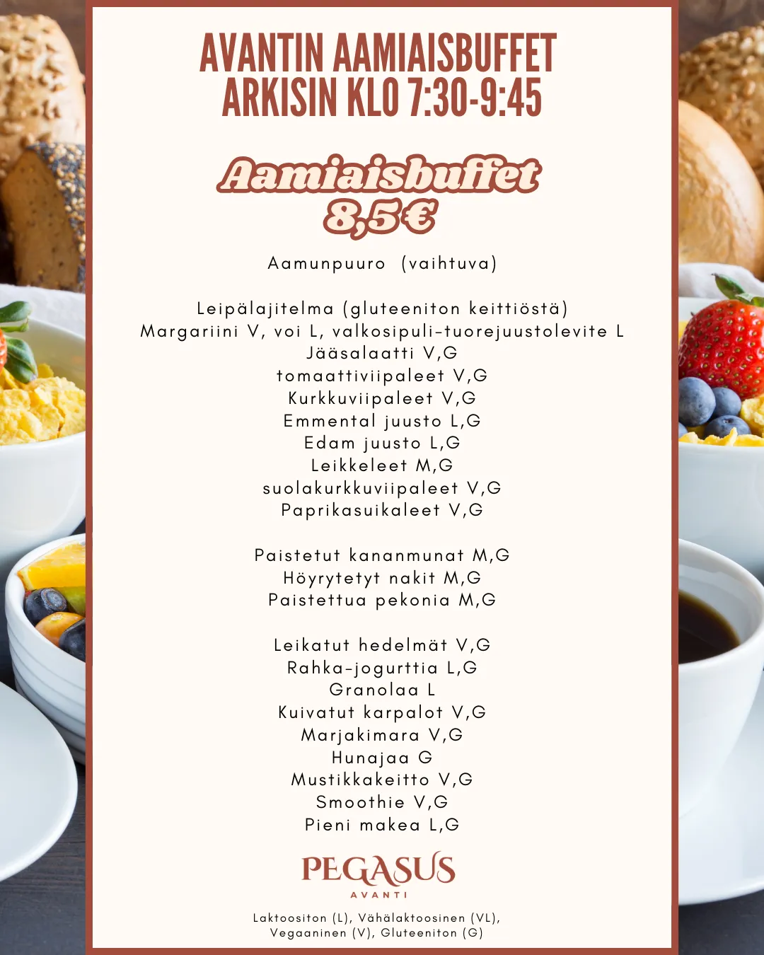 Pegasus Avantin aamiaisbuffet