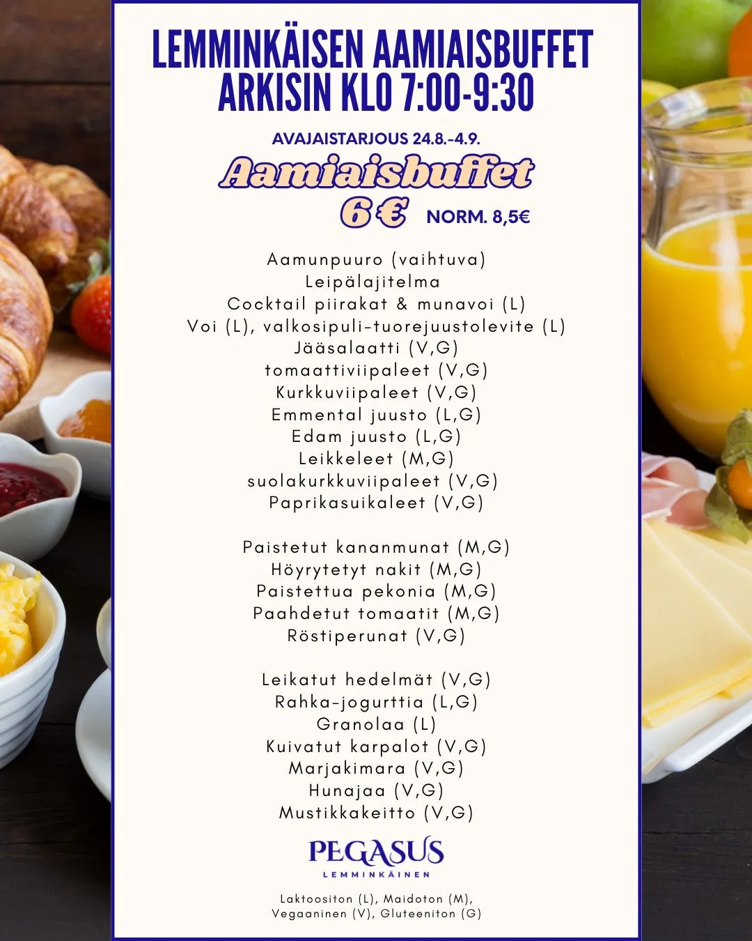 Pegasus Ravintoloiden aamiaisbuffet