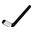 Black hockey stick with a check mark icon on a white background.