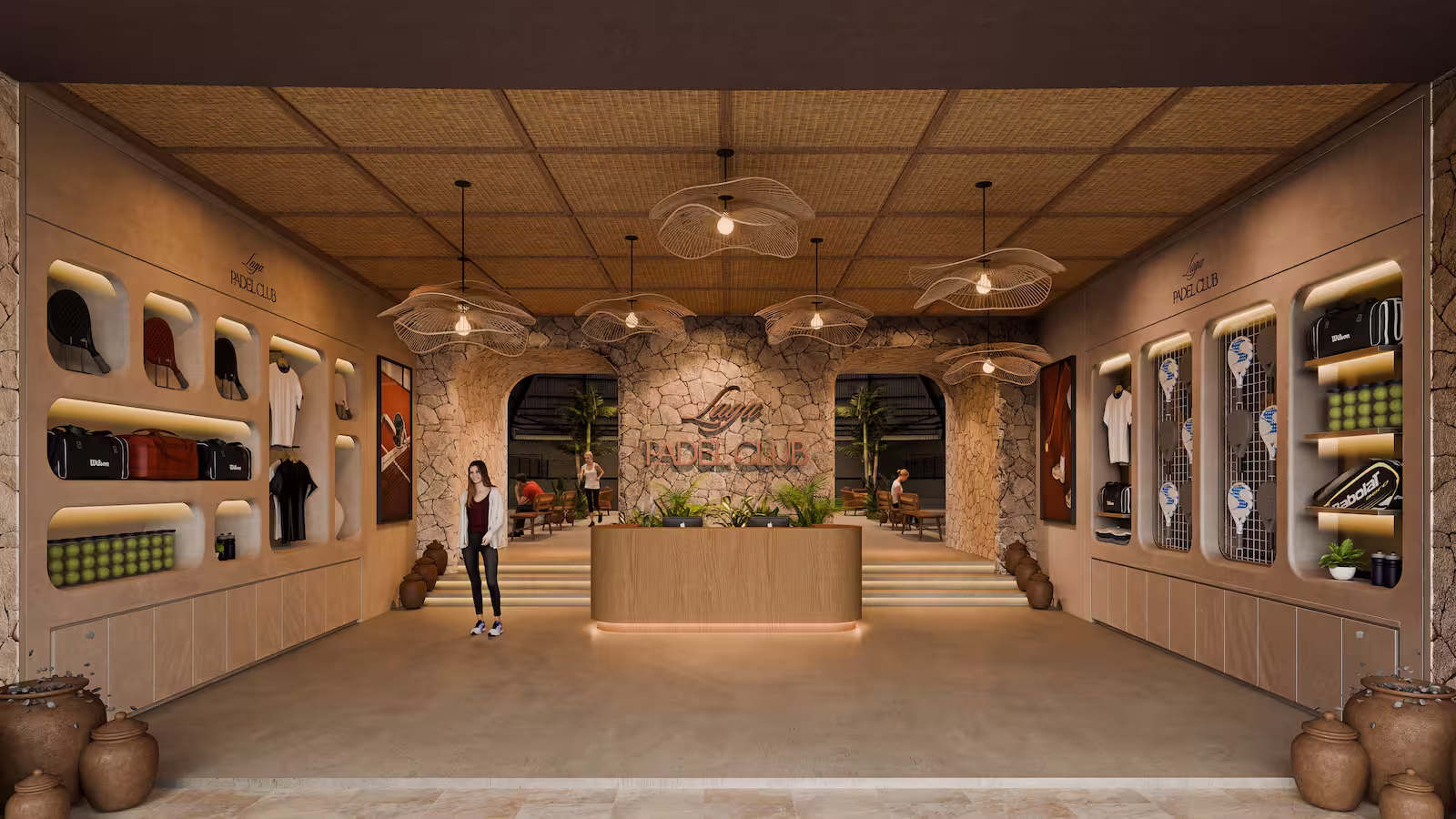 Reception desk and lobby at Laga Padel Club