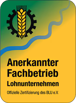 BLU Lohnunternehmerverband Zertifikat Annerkannter Fachbetrieb Lohnarbeiten Gebr. Schade Knüllwald