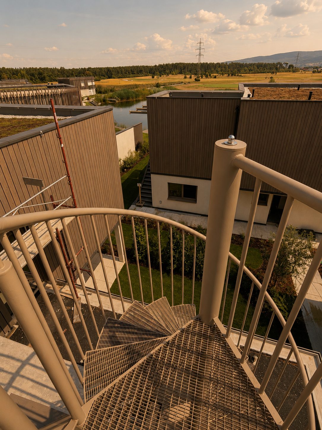 Wendeltreppe zur Rooftop-Terrasse