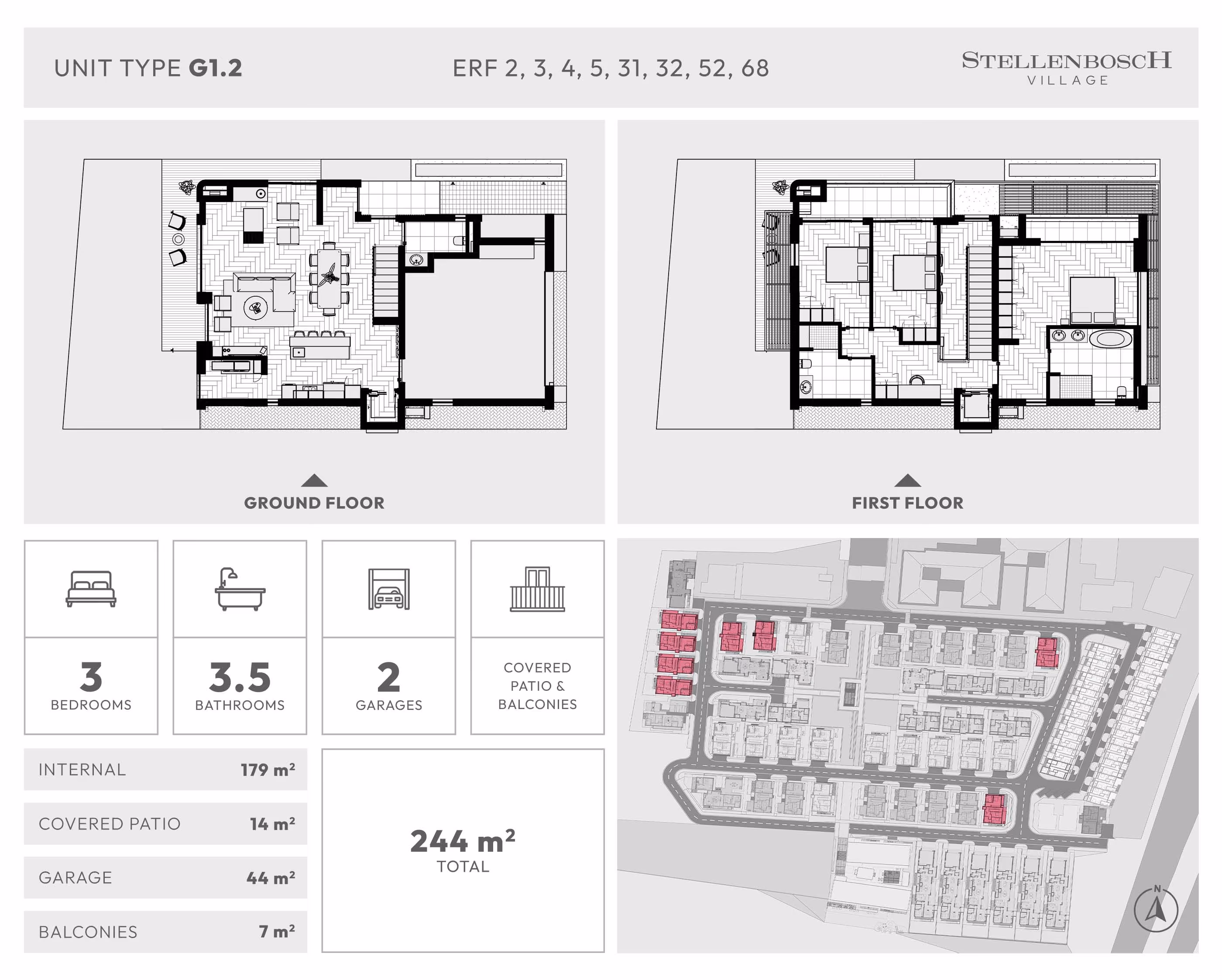 Ground and first floor plans for Unit A2