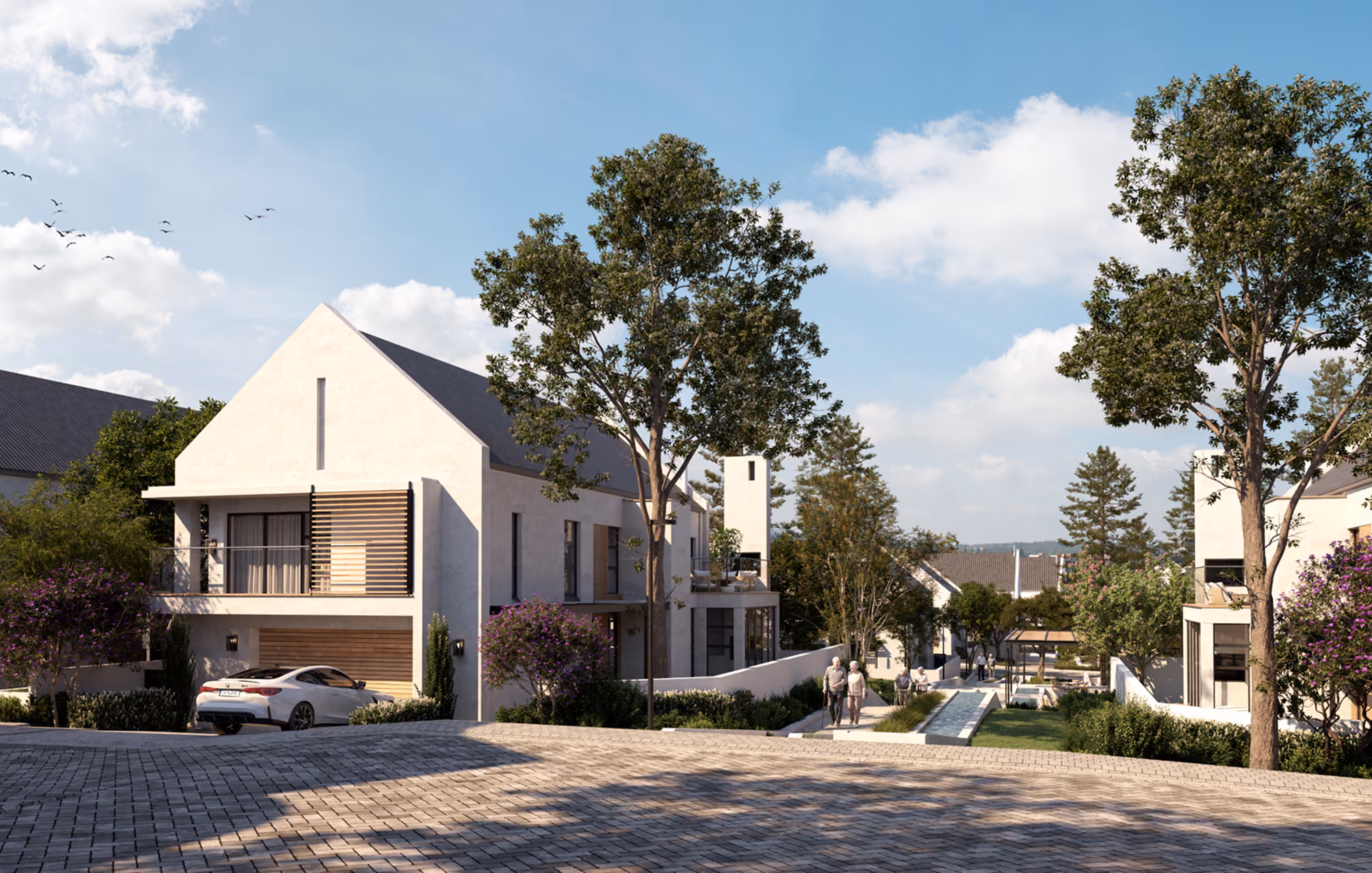 Contemporary residences and landscaped gardens at Stellenbosch Village
