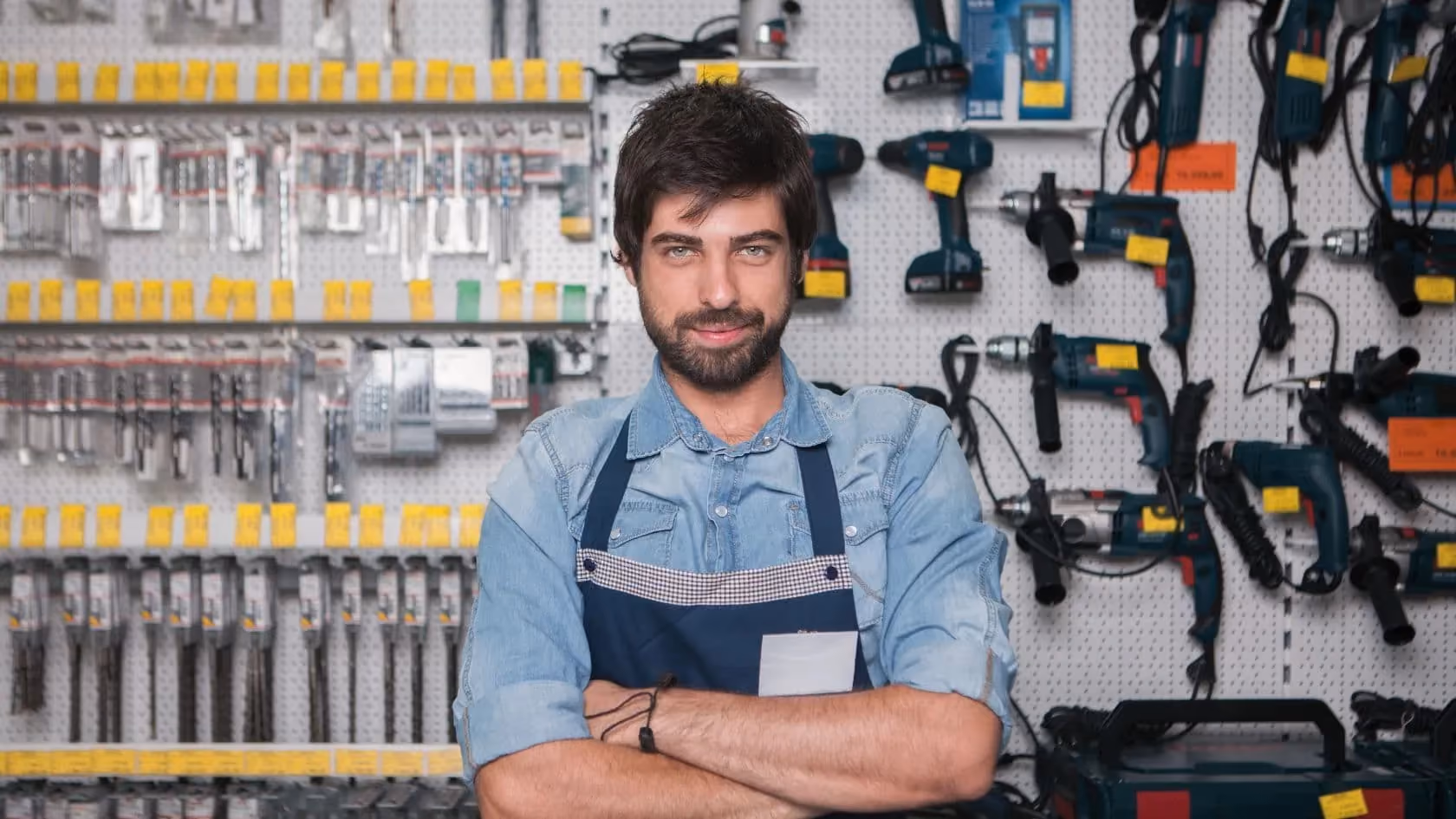 A man in a equipment rental shop