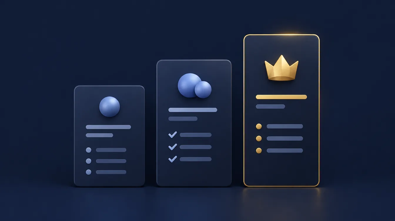 How much does a website cost UK: three pricing tier cards of increasing height with the tallest highlighted in gold