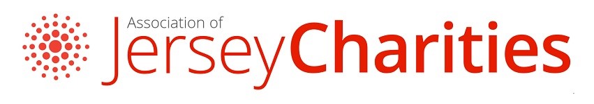 Logo of the Association of Jersey Charities featuring stylized red circular dots and the name in red text.