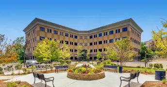 Office building housing the Hello Hearing Studios hearing clinic in Greenwood Village, Colorado