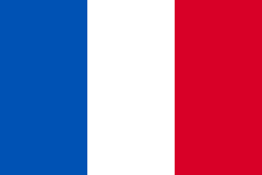 Flag with three vertical stripes of blue, white, and red.