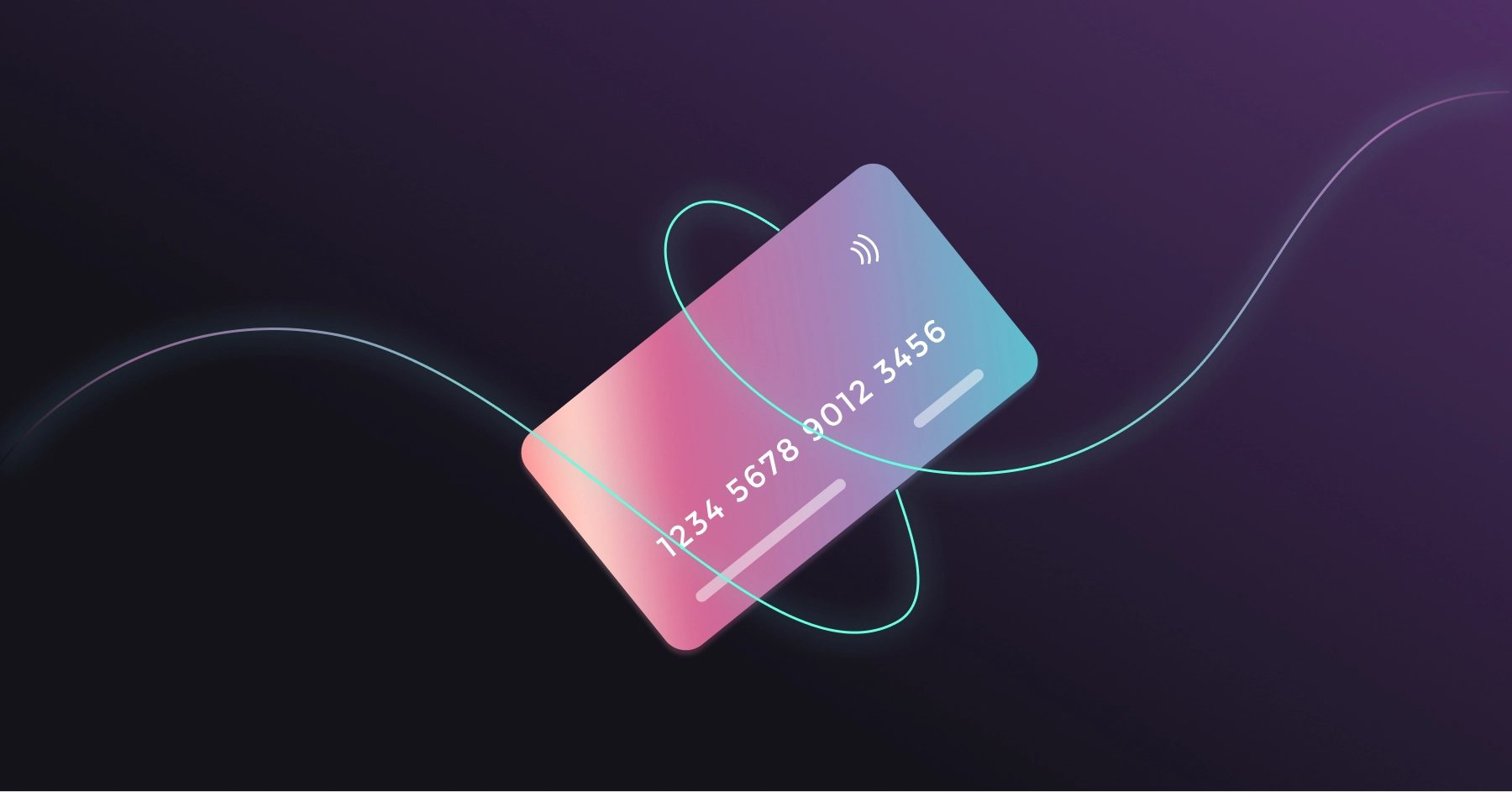 A purple and pink credit card on a purple background.