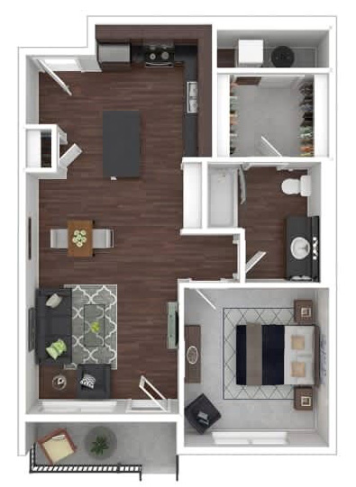 one bedroom floor plan 711 square feet