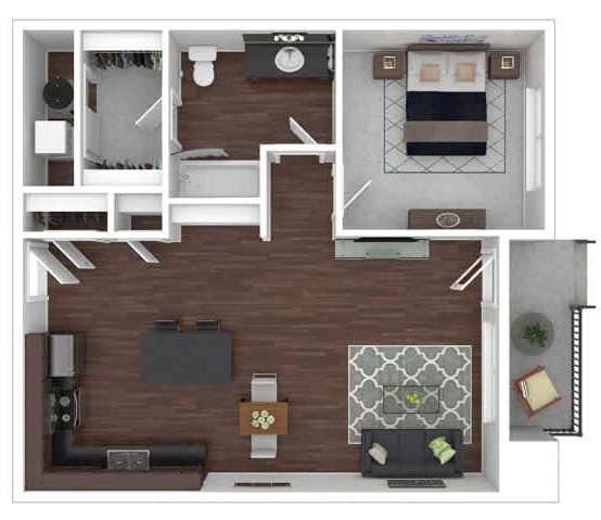 1x1 731 sqft floorplan for rent