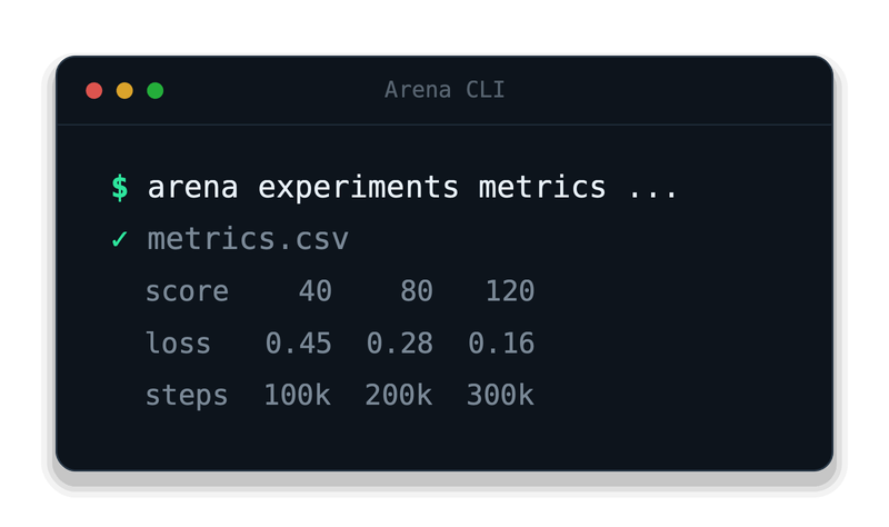 Arena CLI streaming experiment metrics