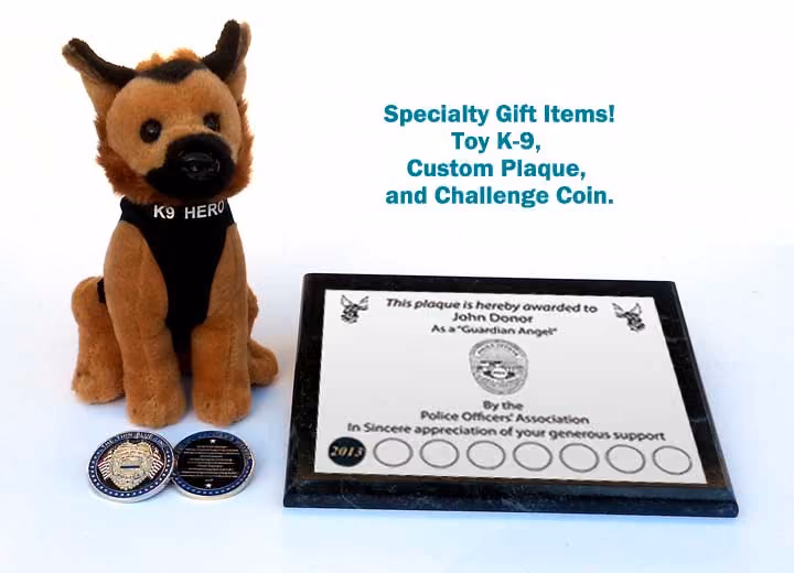 Assorted LBPOA-branded police gift items