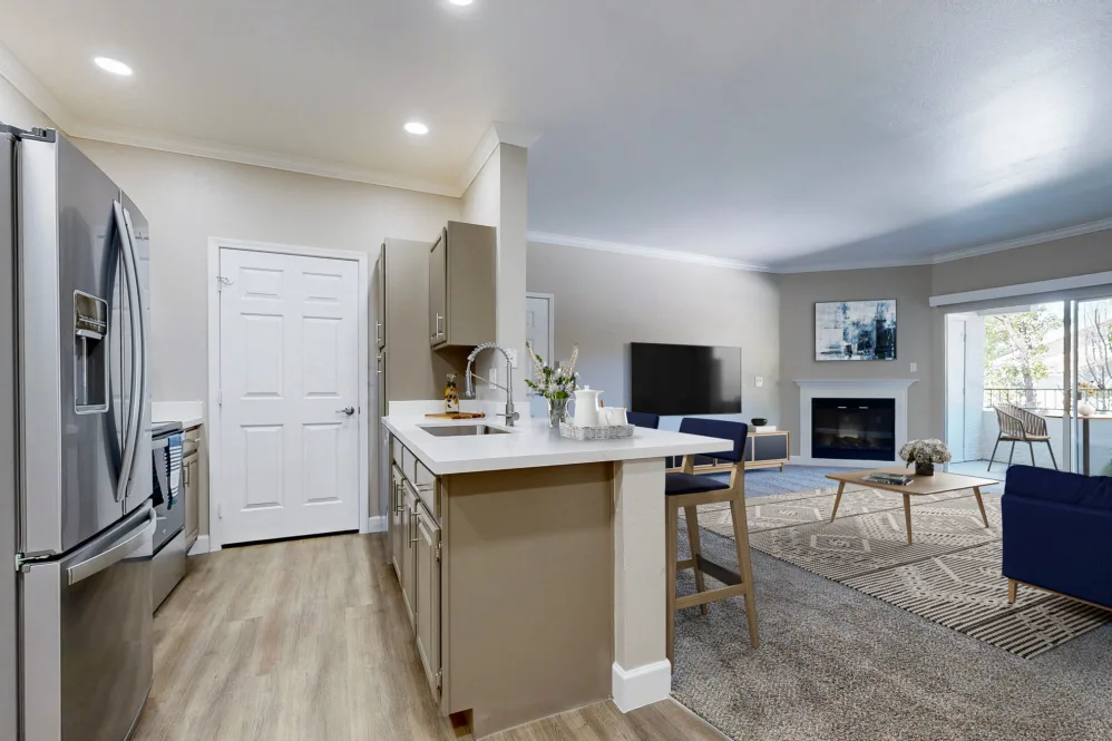 Kitchen with gray cabinets