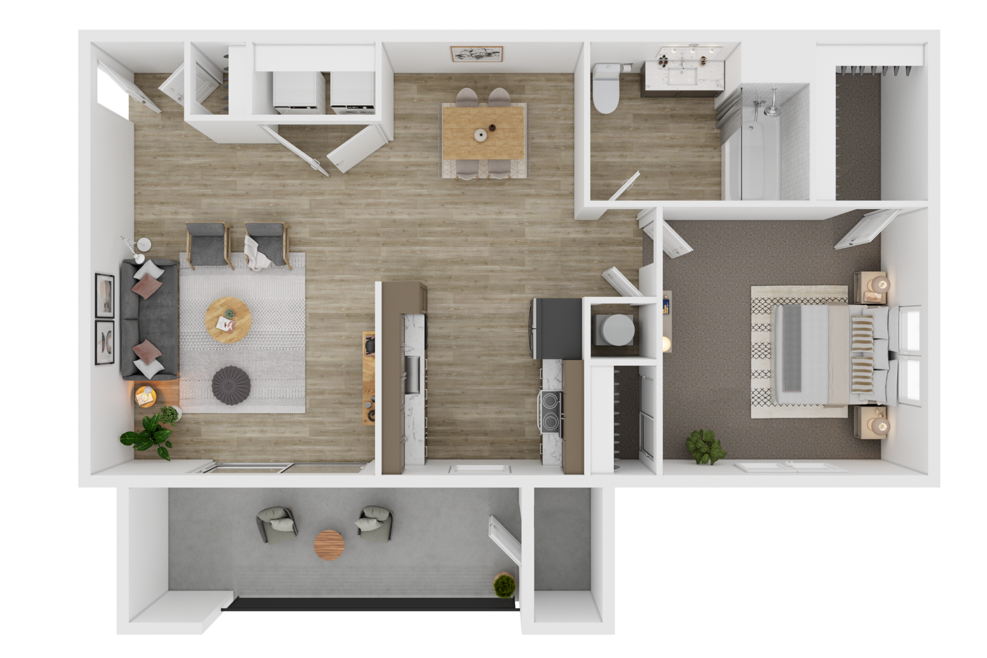1 Bed / 1 Bath, 740sf