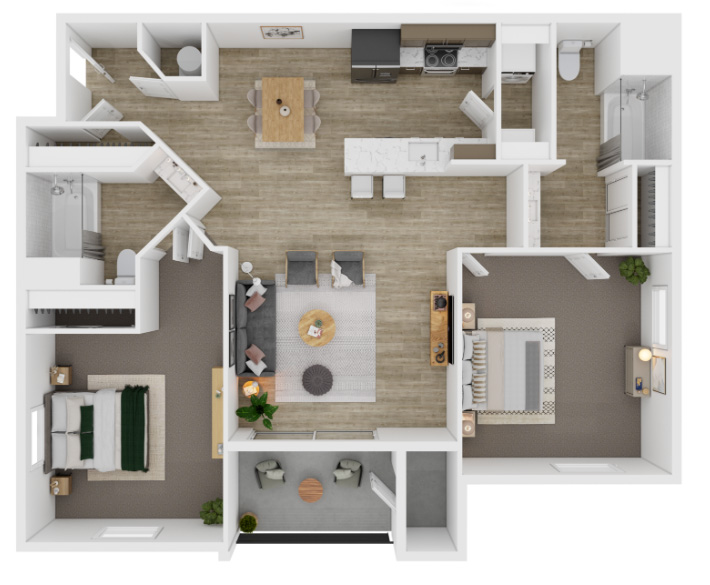 2x2 960 sqft floor plan