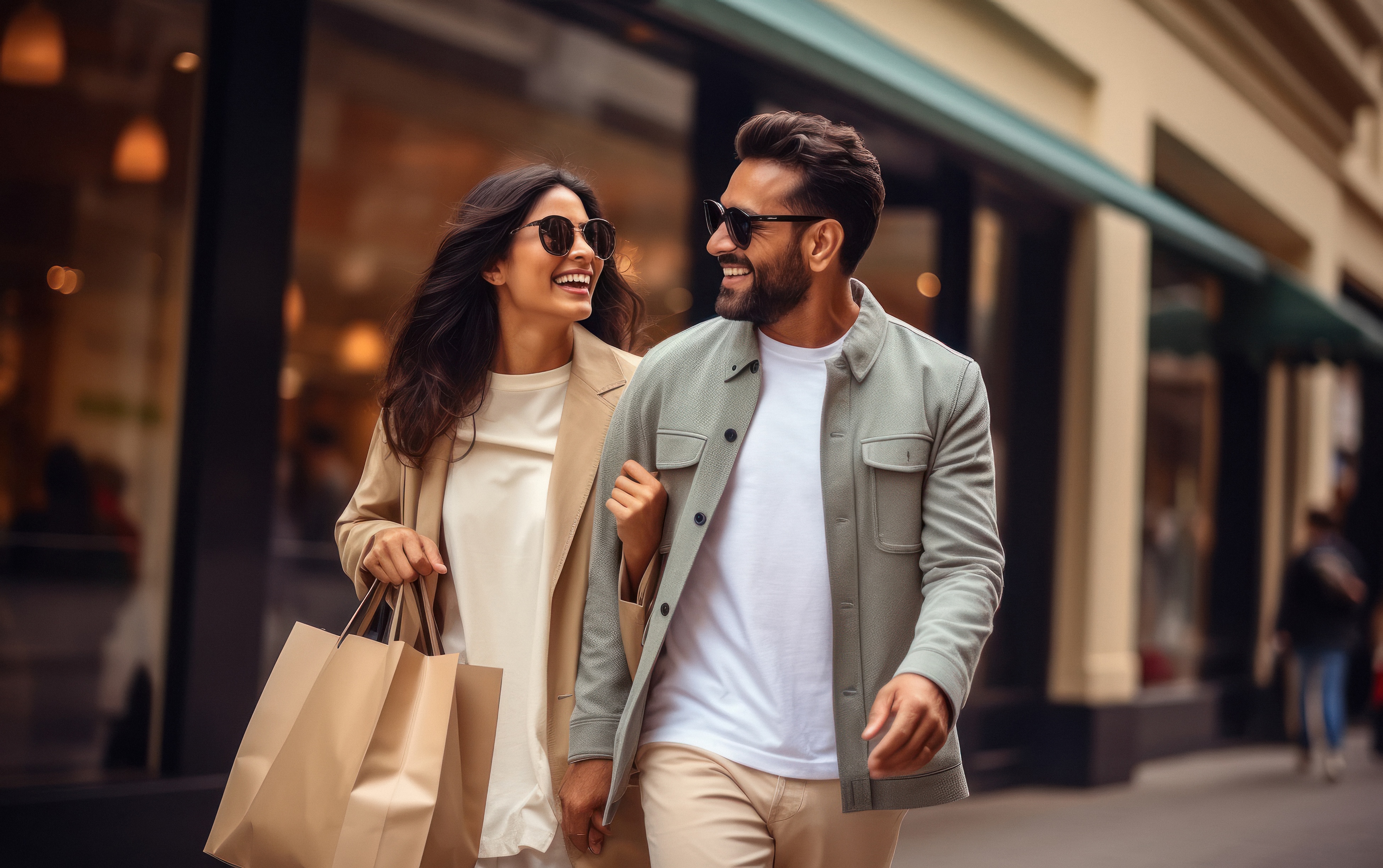 Man and woman shopping stock image
