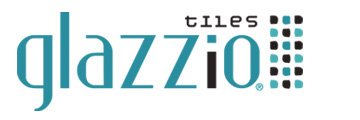 Glazzio Tiles brand logo with stylized text and dotted pattern.