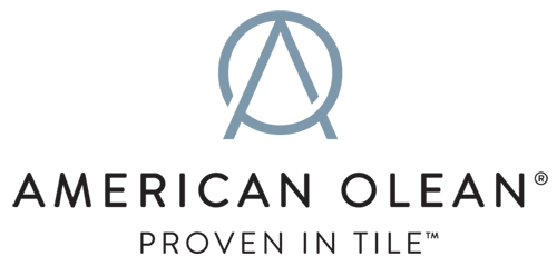 American Olean logo with stylized text and a blue abstract emblem above the name.