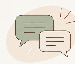 Line illustration of two conversation bubbles.